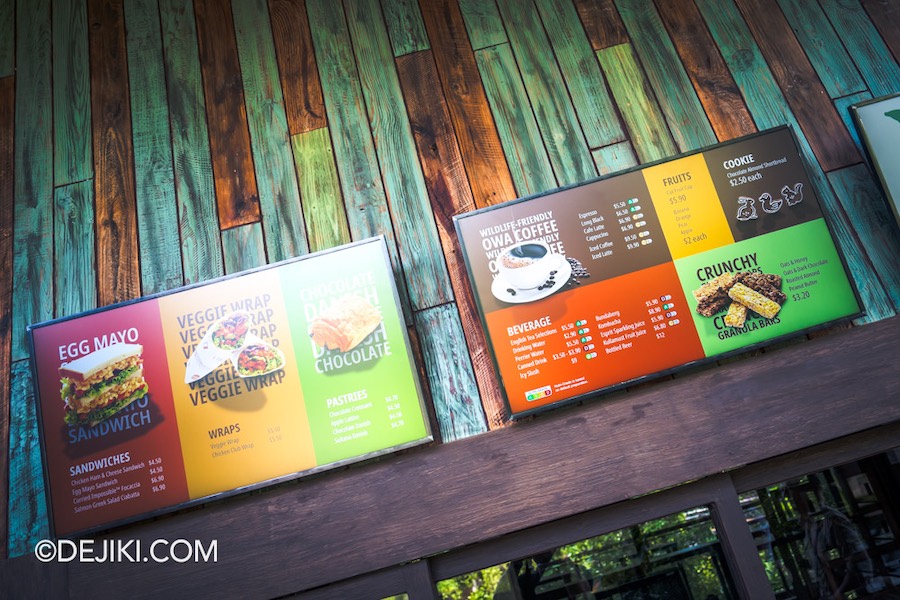 Rainforest Wild Asia at Mandai Singapore 17 Rangers Cafe menu