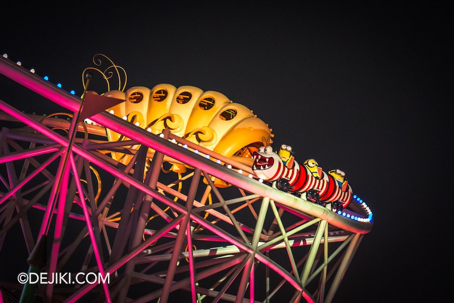 Universal Studios Beijing Resort Minion Land Super Silly Fun Land at night Minion Coaster detail