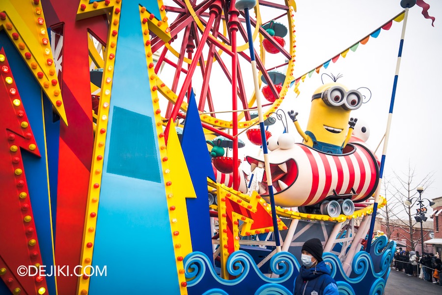 Universal Studios Beijing Resort Minion Land Universal on Parade Minion Super Silly Fun Land Float Kevin Float beside Illumination Theater