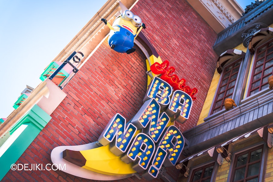 Universal Studios Japan Minion Park Marketplace Store Facade closeup detail Hotel Banana