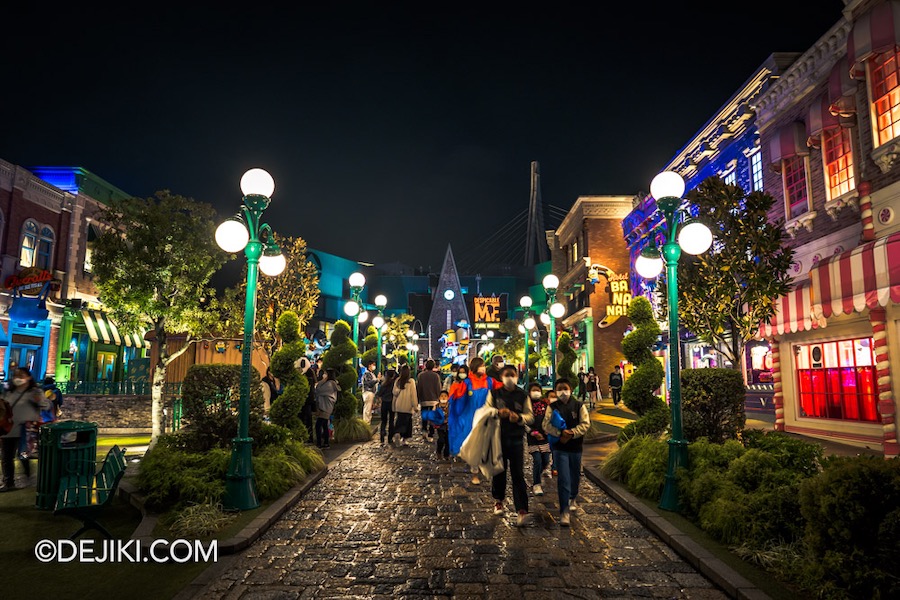 Universal Studios Japan Minion Park Night street middle