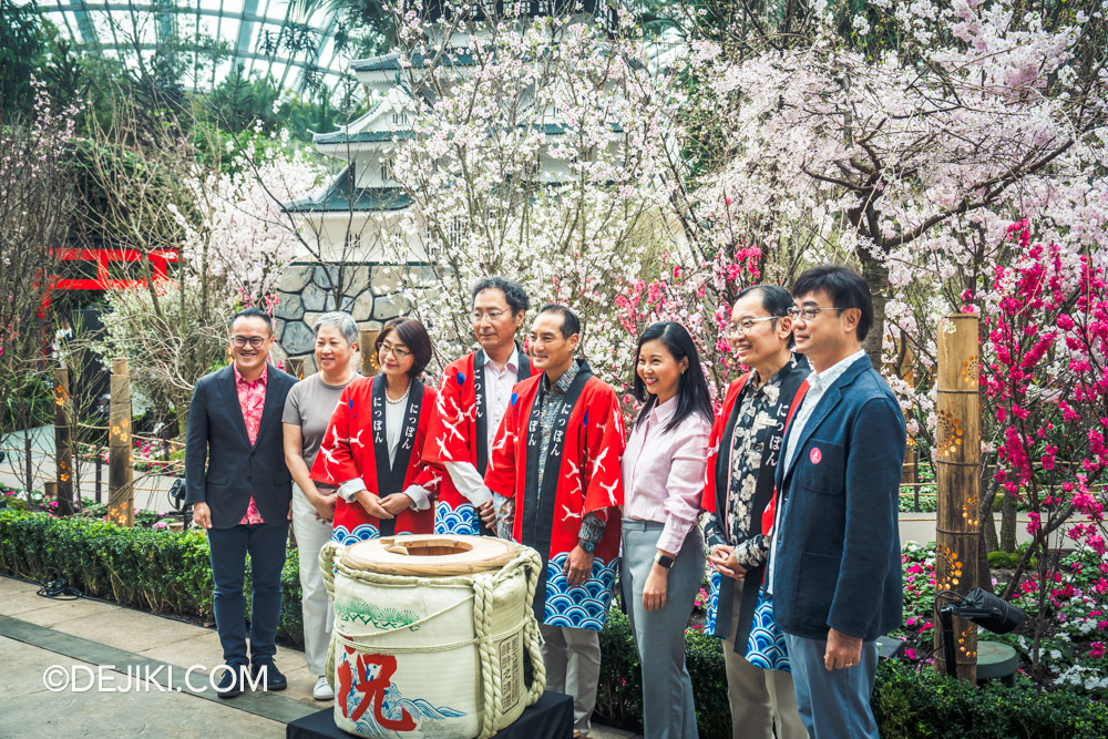 Gardens by the Bay Sakura 2025 Launch Opening Ceremony Group Photo with Ceremonial Sake Barrel