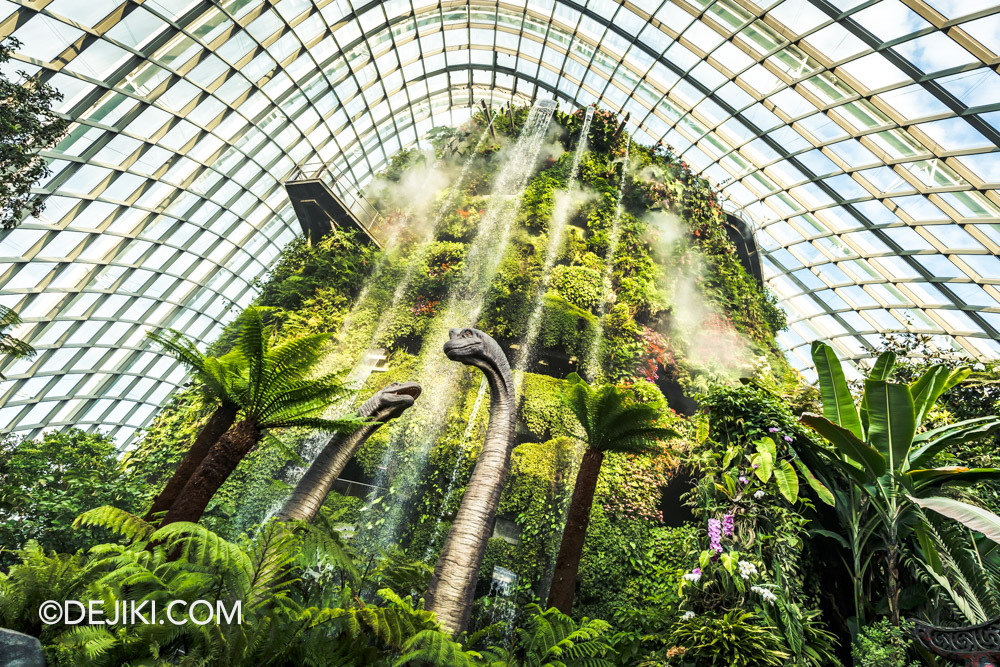 Cloud Forest Jurassic World The Experience at Gardens by the Bay 2 Brachiosaurus Falls Day wide peak