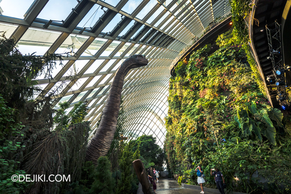 Cloud Forest Jurassic World The Experience at Gardens by the Bay 9 Brachiosaurus Encounter wide