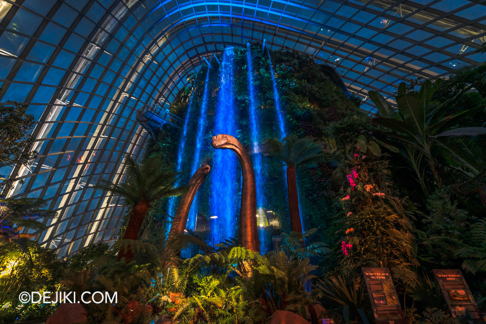 Cloud Forest Jurassic World The Experience at Gardens by the Bay Night View 2 Brachiosaurus Falls