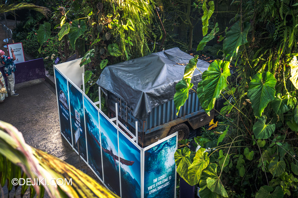 Gardens by the Bay Cloud Forest featuring Jurassic World The Experience sneak peek Birds Eye View Truck Stygimoloch