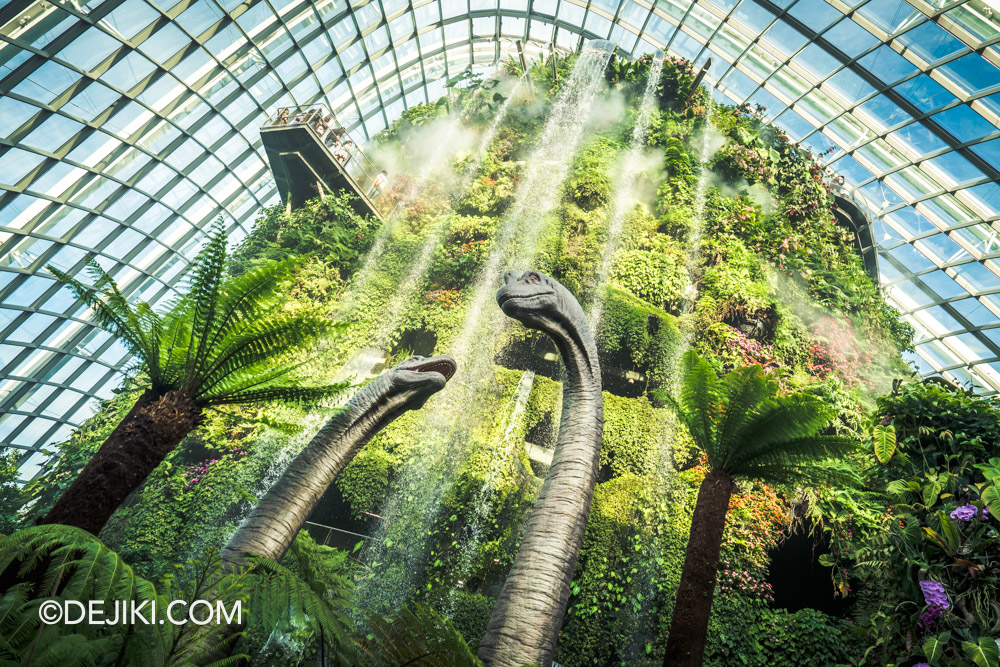 Gardens by the Bay Cloud Forest featuring Jurassic World The Experience sneak peek Brachiosaurus Falls
