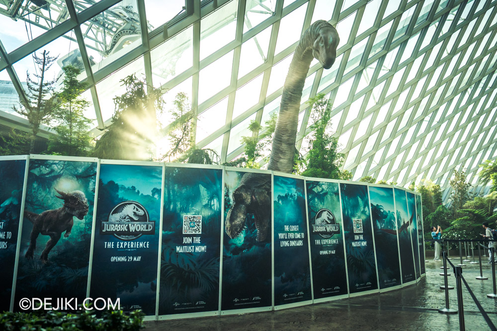 Gardens by the Bay Cloud Forest featuring Jurassic World The Experience sneak peek Land of Giants with Brachiosaurus
