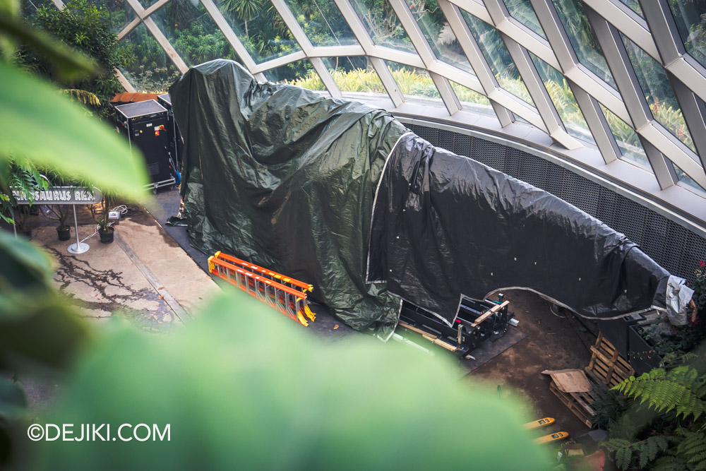 Gardens by the Bay Cloud Forest featuring Jurassic World The Experience sneak peek Orchid Haven T Rex Kingdom Tyranosaurus Rex animatronic