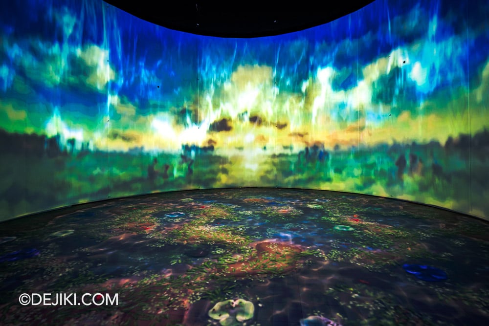 Singapore Odyssea at National Museum of Singapore 13 Immersive Interactive Waterfall at base drum of glass rotunda