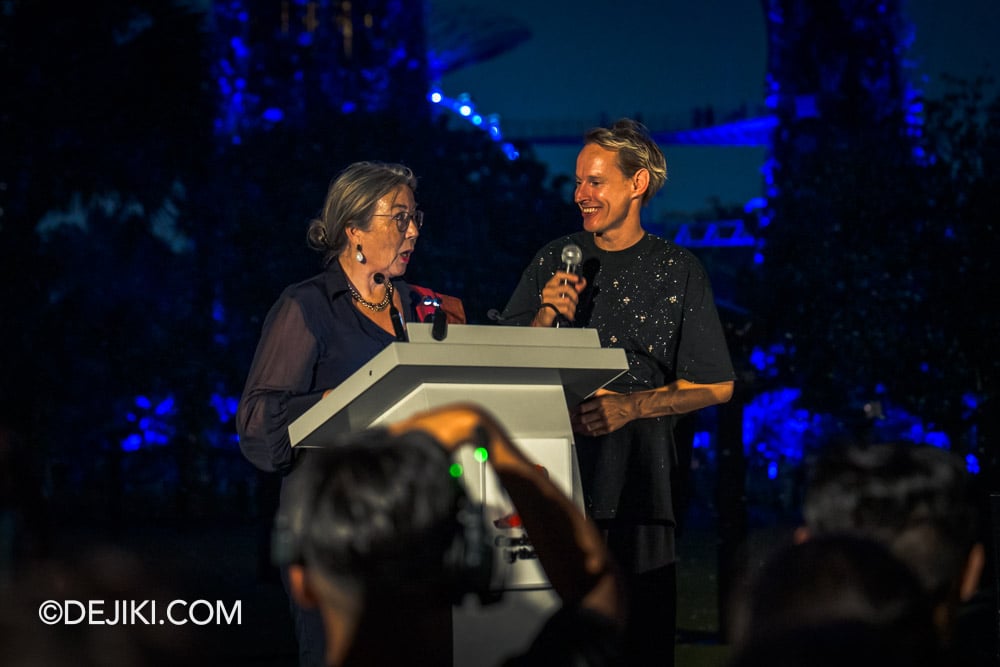 Southeast Asian debut of SPARK at Gardens by the Bay Singapore Her Excellency Anneke Adema Ambassador of the Kingdom of the Netherlands and SPARK artist Mr Daan Roosegaarde