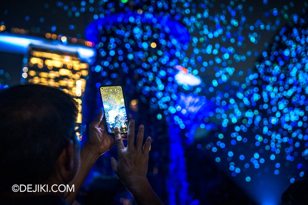 Southeast Asian debut of SPARK at Gardens by the Bay Singapore Visitor Closeup with Blue Light Parks