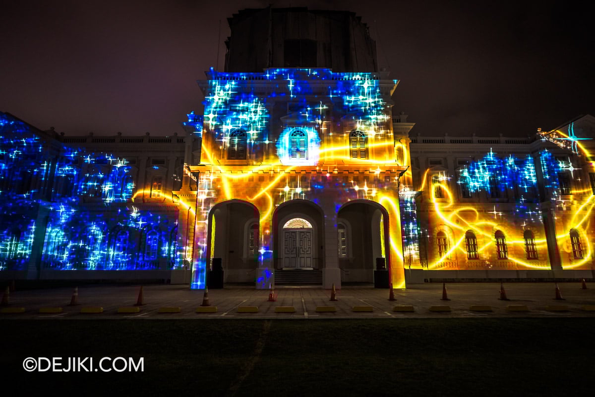 Singapore Night Festival 2025 Projection Mapping MOSAIC by Jeremie Bellot 1 fiery sparkle