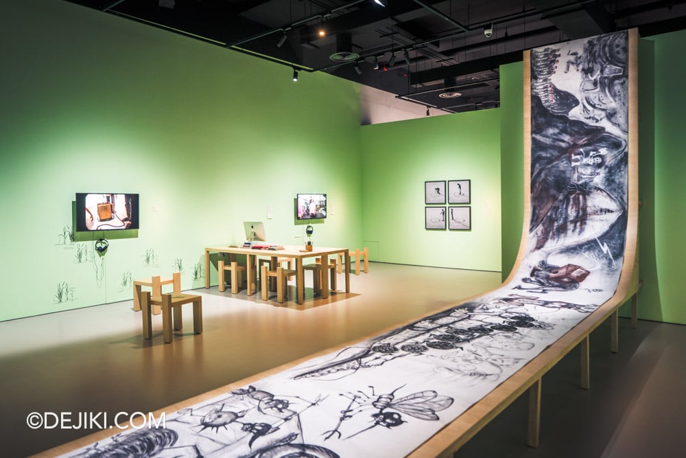 Singapore Art Museum SAM 2025 The Living Room exhibition Performance Journal Scroll by Jeremy Hiah wide in gallery