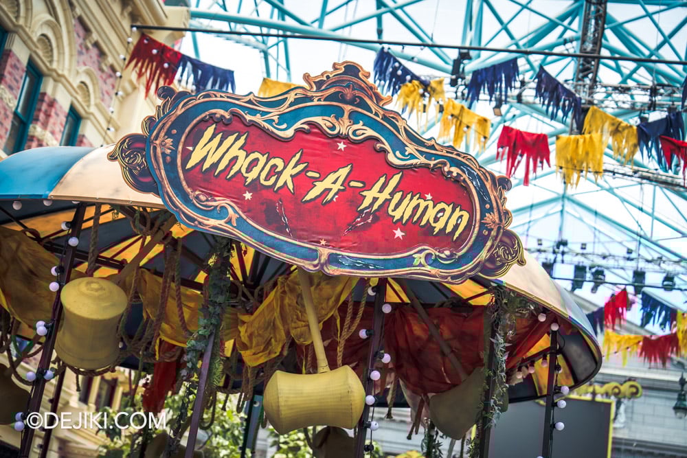 USS Halloween Horror Nights 13 Before Dark by Dejiki The FEARground scare zone Whack a Human sign