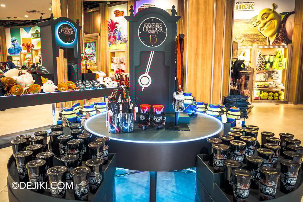 USS Halloween Horror Nights 13 Before Dark by Dejiki Universal Studios Store HHN13 merchandise display overview