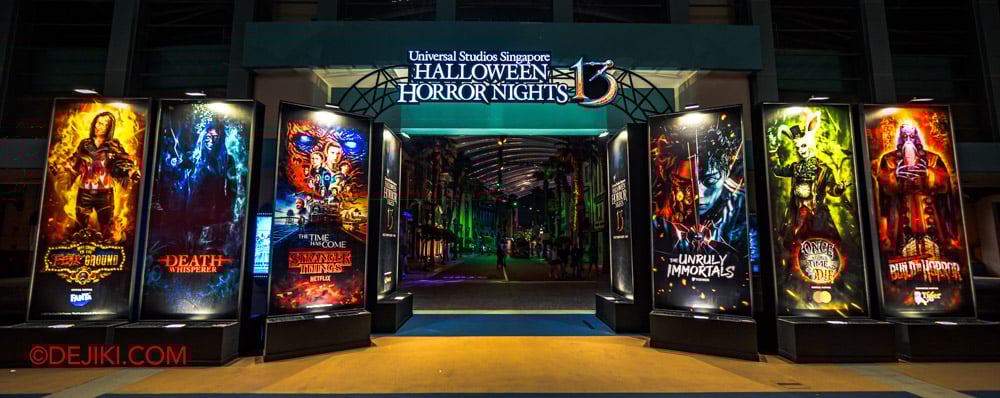 USS Halloween Horror Nights 13 Review by Dejiki Entrance with HHN13 Arch wide