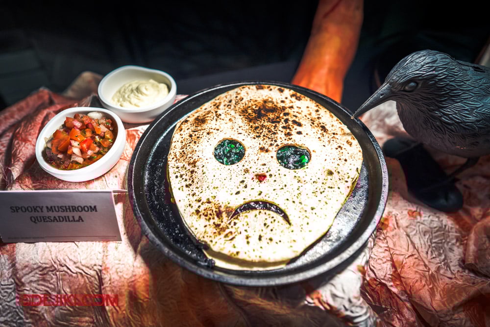 Universal Studio Singapore Halloween Horror Nights 13 Preview Blumhouse Bar HHN13 Horror themed food menu Spooky Mushroom Quesadilla