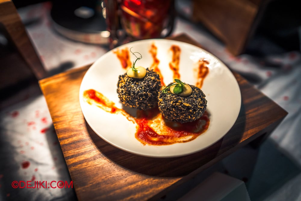 Universal Studio Singapore Halloween Horror Nights 13 Preview Blumhouse Bar food Balloon Croquette