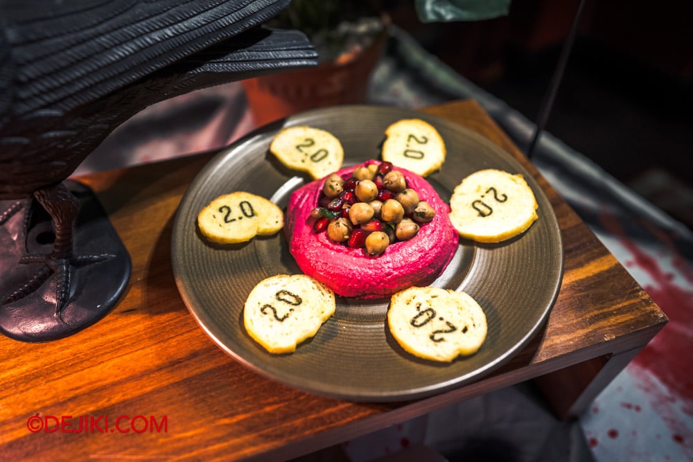 Universal Studio Singapore Halloween Horror Nights 13 Preview Blumhouse Bar food Pinkish 2.0 Hummus