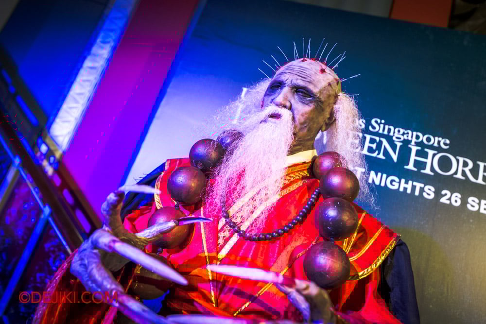 Universal Studio Singapore Halloween Horror Nights 13 Preview Creative Costuming designer with Demonic Sinseh closeup