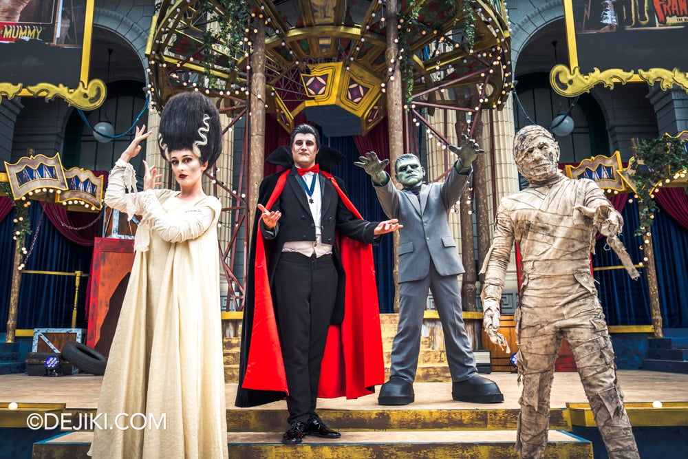 Universal Studios Singapore Day Halloween event 2025 Trick or Thrills Meet and Greet Universal Monsters Bride of Frankenstein Dracula Frankenstein Monster The Mummy 2