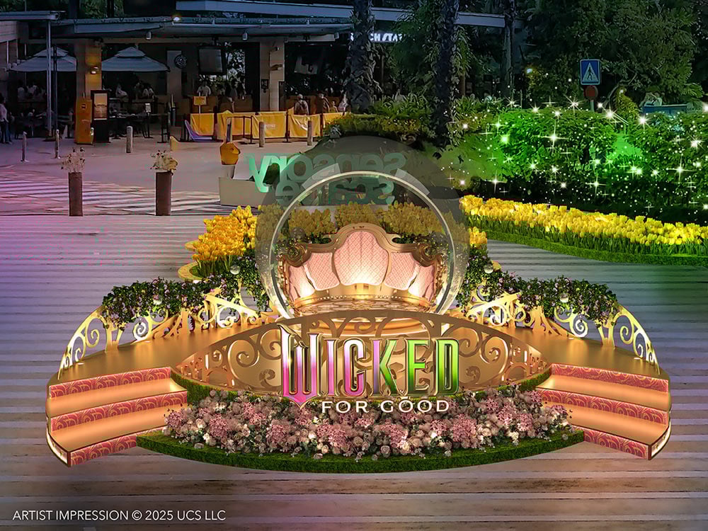 2025 Wicked For Good event at Sentosa Sensoryscape Glow Garden Glinda Bubble