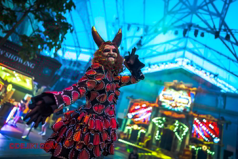 USS Halloween Horror Nights 13 Scare Zone Feature by Dejiki The FEARground Mistress Stilt at Sunset