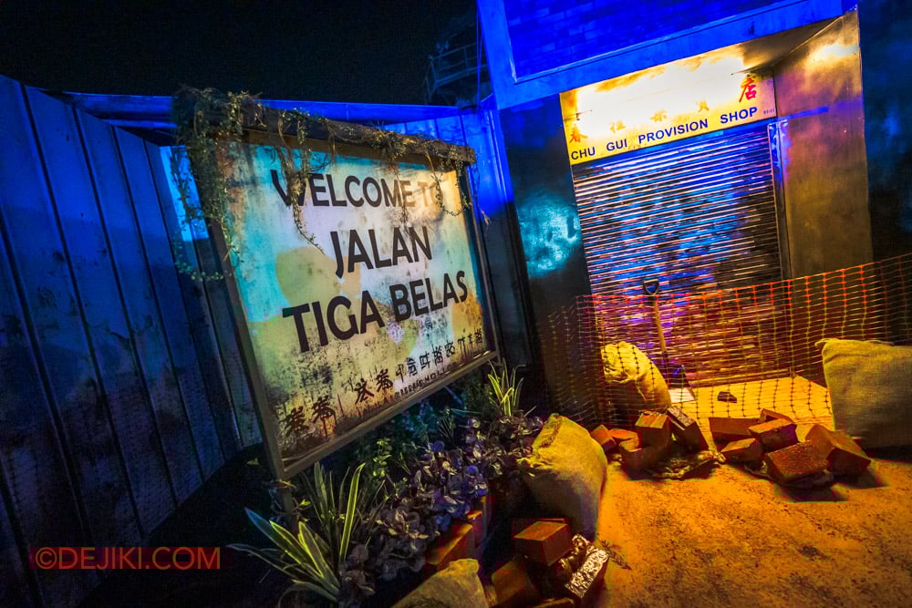 USS Halloween Horror Nights 13 Special Feature Haunted House Tour by Dejiki Singapore's Most Haunted Build to Horror 2 Block 13A Jalan Tiga Belas sign closeup