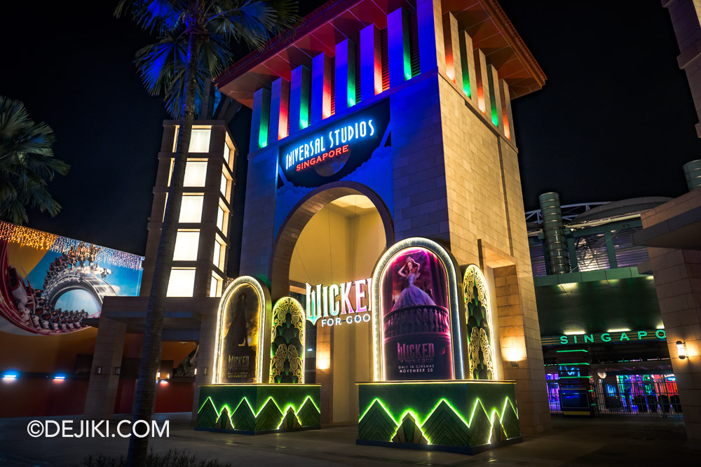 Universal Studios Singapore 2025 Wicked For Good event - Discover Your Good at Sentosa - USS Entrance Arch Colours Universal Studios Singapore 2025 Wicked For Good event Discover Your Good at Sentosa USS Entrance Arch Colours