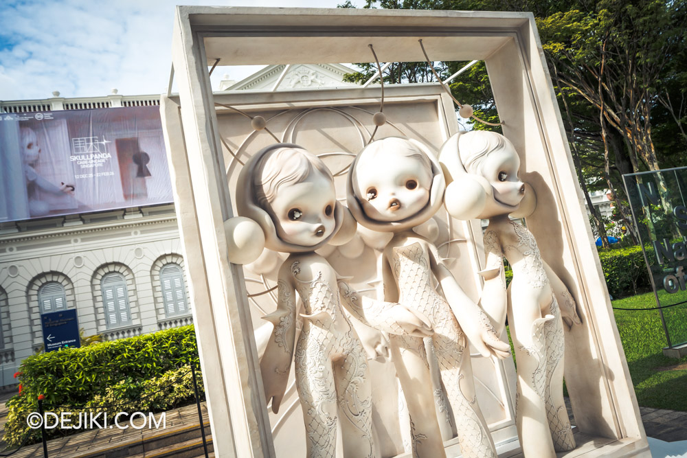 SKULLPANDA CAGE-UNCAGE SINGAPORE at National Museum of Singapore - installation at NMS front lawn side view SKULLPANDA CAGE UNCAGE SINGAPORE at National Museum of Singapore installation at NMS front lawn side view