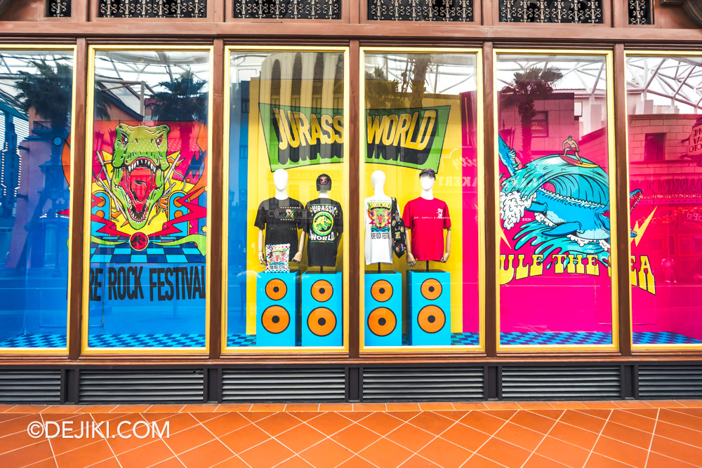 Universal Studios Singapore Park Update - 2025 Merchandise News - Jurassic World Rock collection grand store window Universal Studios Singapore Park Update 2025 Merchandise News Jurassic World Rock collection grand store window
