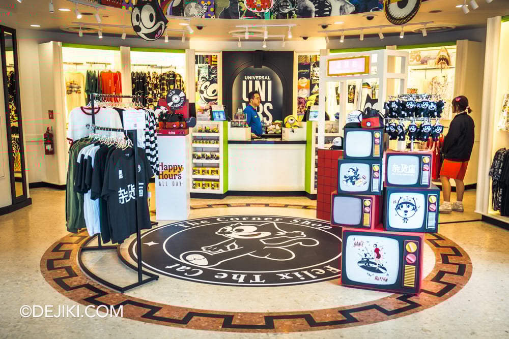 Universal Studios Singapore UNIVRS Store - New Exclusive Project+65 collection Felix The Cat x The Corner Shop visual merchandising display overview Universal Studios Singapore UNIVRS Store New Exclusive Project65 collection Felix The Cat x The Corner Shop visual merchandising display overview