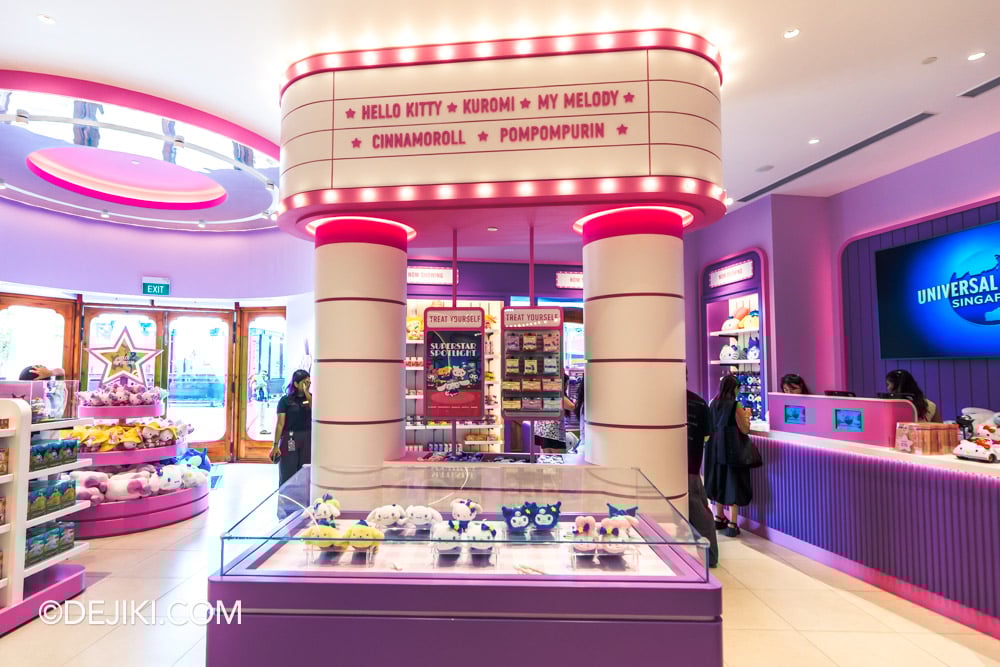 Universal Studios Singapore 2026 Sanrio Superstar Boutique overview central pencil glass display Universal Studios Singapore 2026 Sanrio Superstar Boutique overview central pencil glass display