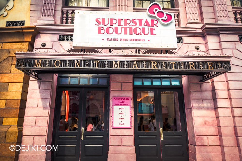 Universal Studios Singapore 2026 Sanrio Superstar Cafe Marquee signage cafe entrance Universal Studios Singapore 2026 Sanrio Superstar Cafe Marquee signage cafe entrance