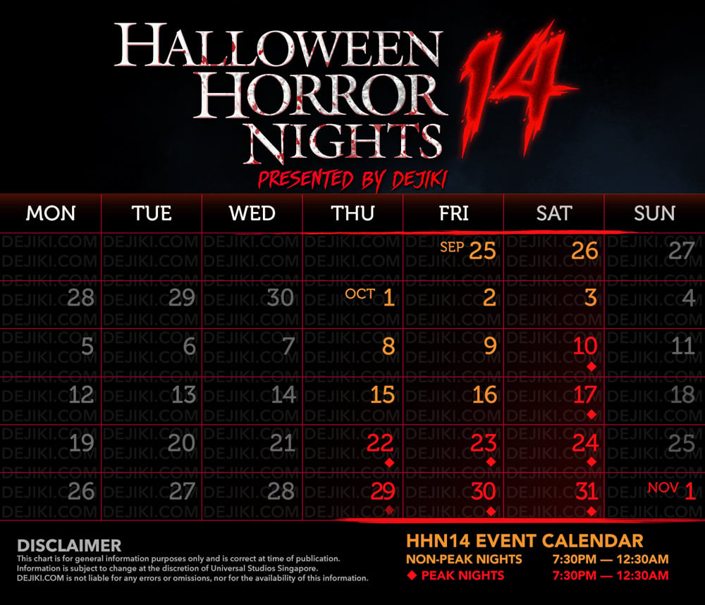 Universal Studios Singapore Halloween Horror Nights 14 coverage by DEJIKI calendar Universal Studios Singapore Halloween Horror Nights 14 coverage by DEJIKI calendar