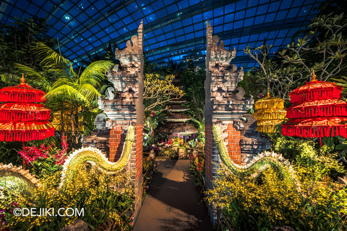 Gardens by the Bay - Orchid Extravaganza 2026 Rhythm of the Rainforest - Candi Bentar Split Gateway front view Gardens by the Bay Orchid Extravaganza 2026 Rhythm of the Rainforest Candi Bentar Split Gateway front view