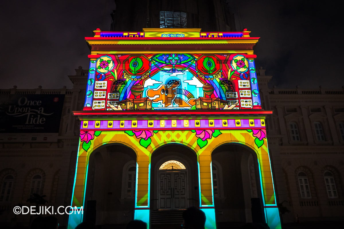 Light Together Bras Basah Bugis Voyage of Icons by Howie Kim at National Museum of Singapore facade Dragon Playground focus wide