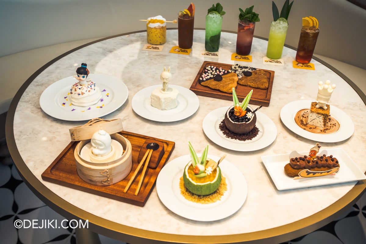POP BAKERY Singapore at Resorts World Sentosa - Menu showcase with variety of Singapore exclusive and signatures Spread of Singapore-exclusive and signature desserts and drinks at POP BAKERY