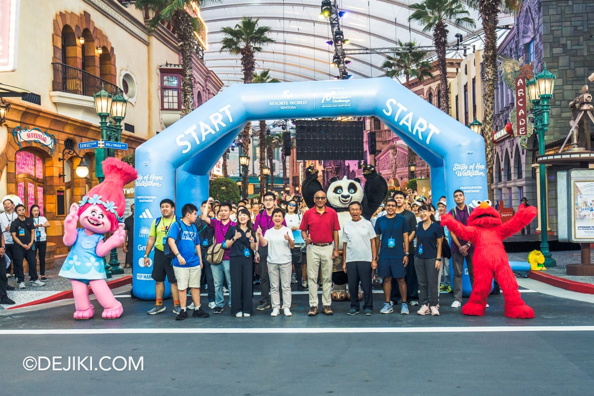 RWS Cares Festival Steps of Hope Walkathon 03 President Tharman Arrival Group Photo at Universal Studios Singapore