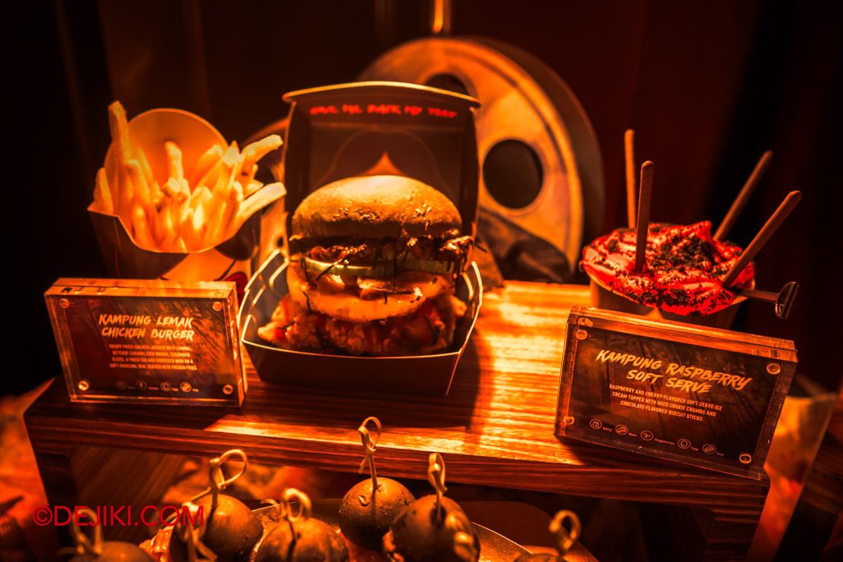 USS HHN14 Halloween Horror Nights 14 Food and Drinks showcase - 1 Kampung Lemak Chicken Burger and Kampung Raspberry soft serve at Mels Drive-In USS HHN14 Halloween Horror Nights 14 Food and Drinks showcase 1 Kampung Lemak Chicken Burger and Kampung Raspberry soft serve at Mels Drive In