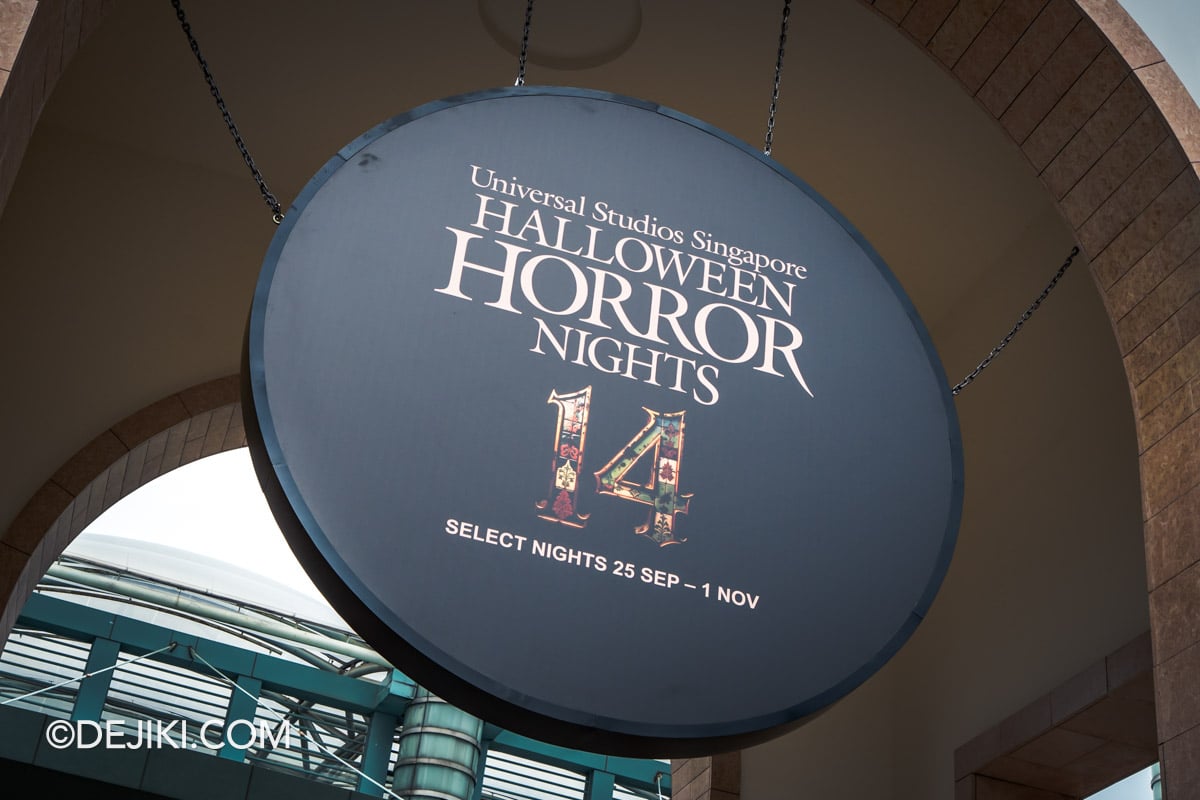 USS Halloween Horror Nights 14 Before Dark 2 - HHN14 Event Medallion at Universal Studios Singapore park entrance USS Halloween Horror Nights 14 Before Dark 2 HHN14 Event Medallion at Universal Studios Singapore park entrance