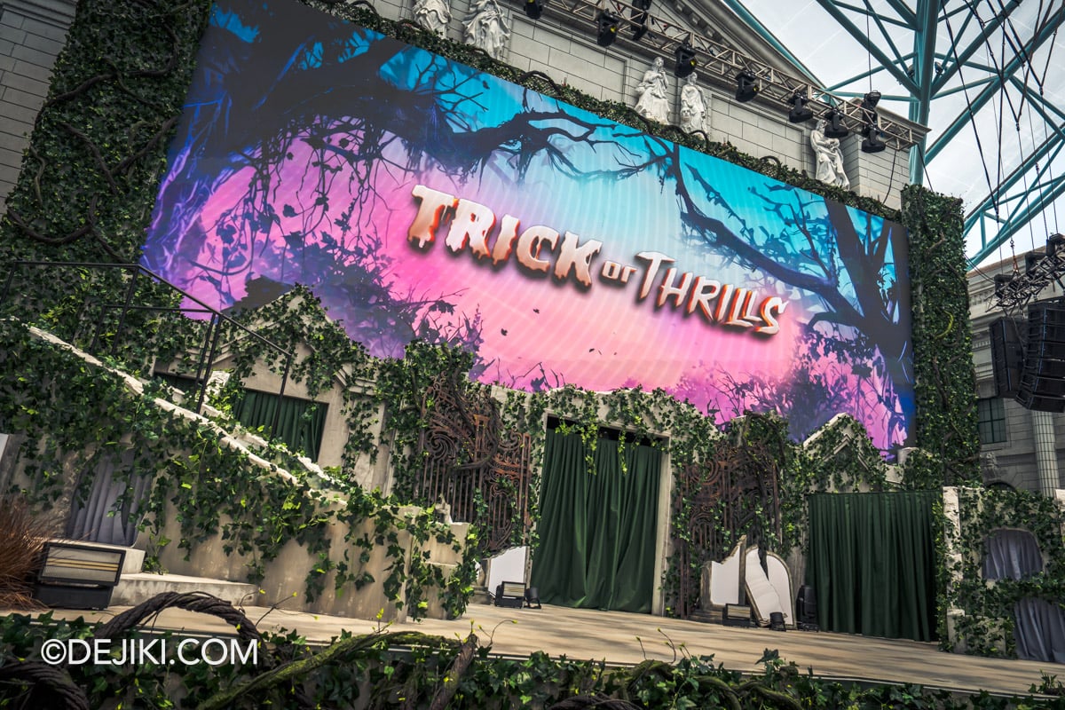USS Halloween Horror Nights 14 Before Dark Feature The Raveyard scare zone at New York Nail The Beat show stage left