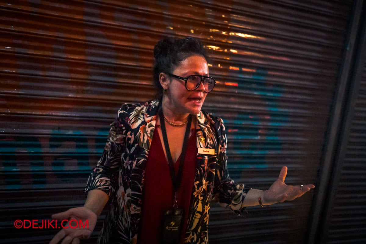 USS Halloween Horror Nights 14 Sneak Peek - Made in Hell XL Robotics haunted house 1 Carina Hales leading the BTS tour USS Halloween Horror Nights 14 Sneak Peek Made in Hell XL Robotics haunted house 1 Carina Hales leading the BTS tour