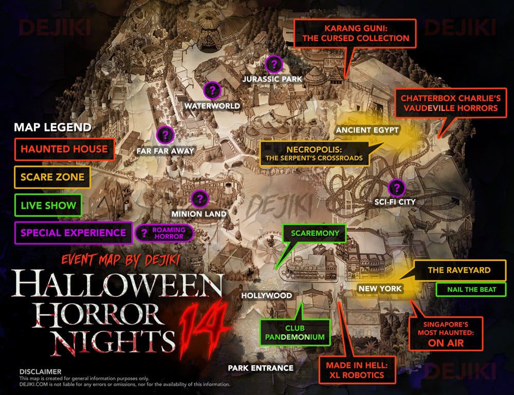 Universal Studios Singapore Halloween Horror Nights 14 HHN14 Event Map by DEJIKI