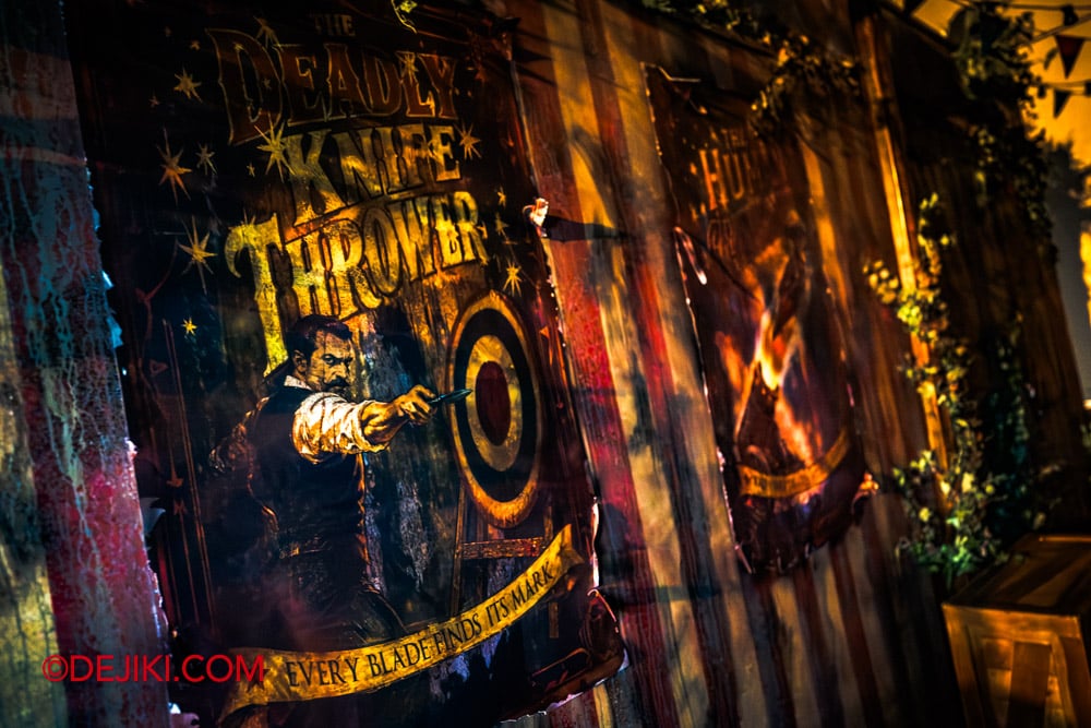USS HHN14 Haunted House Tour by Dejiki Chatterbox Charlie's Vaudeville Horrors 04 Deadly Knife Thrower poster USS HHN14 Haunted House Tour by Dejiki Chatterbox Charlies Vaudeville Horrors 04 Deadly Knife Thrower poster