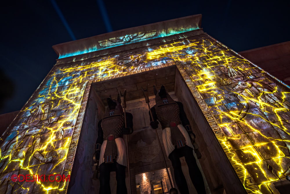 USS HHN14 Necropolis Scare Zone Tour by Dejiki 03 temple inscriptions projection USS HHN14 Necropolis Scare Zone Tour by Dejiki 03 temple inscriptions projection