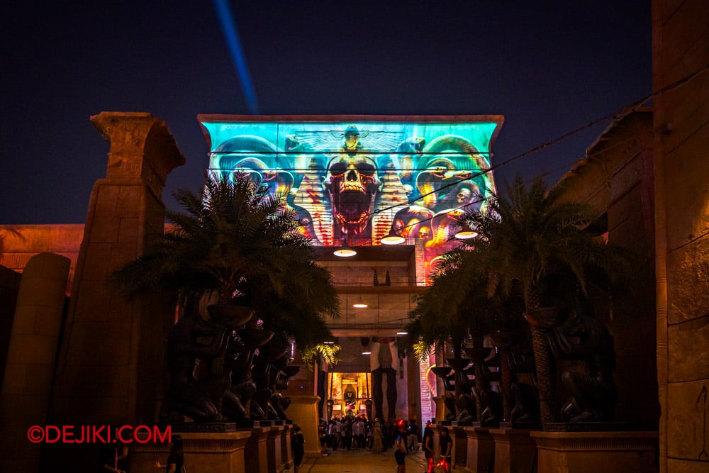 USS HHN14 Necropolis Scare Zone Tour by Dejiki 06 temple projection seen from egypt obelisk USS HHN14 Necropolis Scare Zone Tour by Dejiki 06 temple projection seen from egypt obelisk
